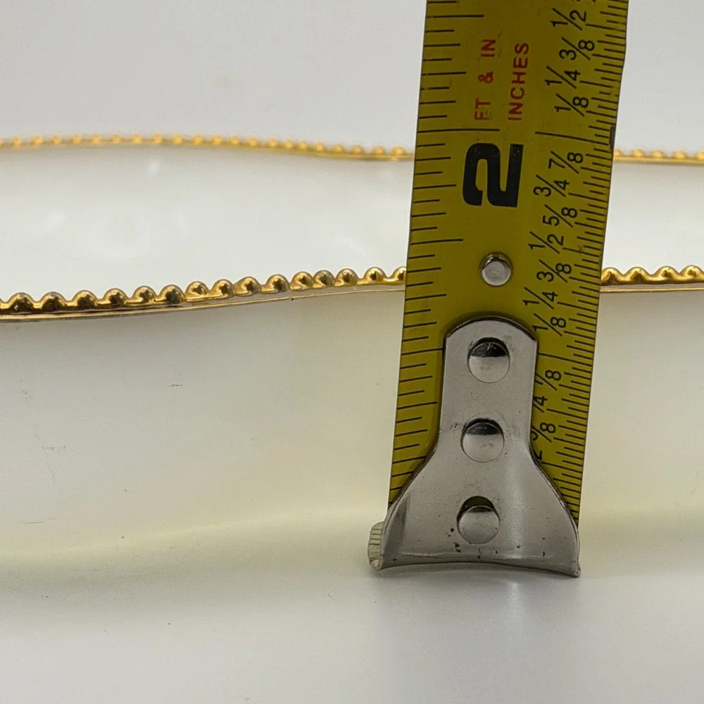 Fire King Milk Glass Divided Relish Tray‎ Gold Beaded Rim Scalloped Vintage 11
